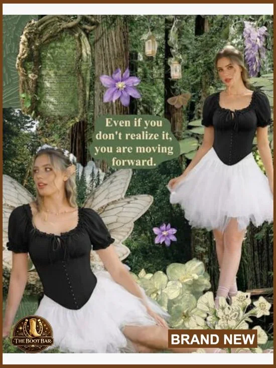 Corset Top Renaissance Blouse Off Shoulder Lace Square Neck Summer - Picture 4 of 7